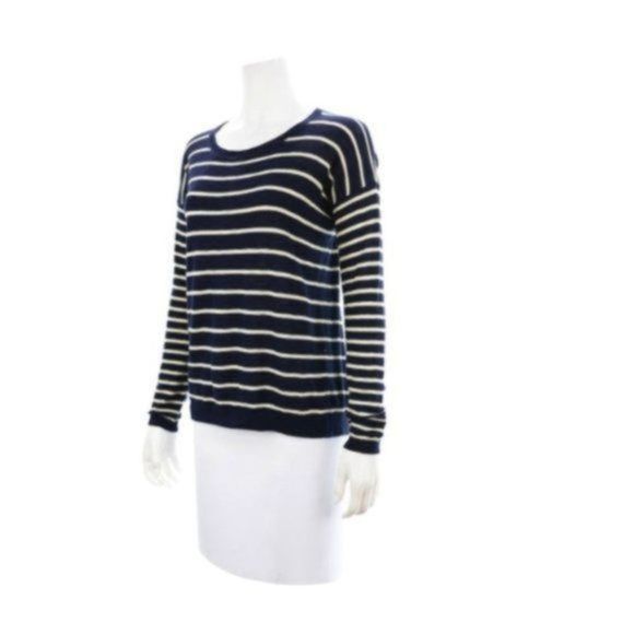 VINCE Navy Blue & Beige Striped Sweater Size XS - Picture 2 of 4